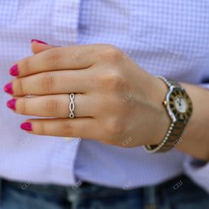 แหวนเพชรสำหรับงานแต่งงานของผู้หญิง14K ทองคำขาวที่ได้รับการรับรองจาก VVS แหวนแต่งงานนิรันดร์แบบบิดเกลียวได้ - Product Image 6