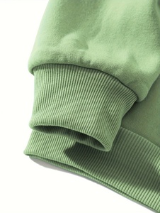 Sudadera con Capucha Personalizada para Hombre, 100% Algodón, Gruesa, de Lujo, Color Verde Sólido, Sudadera Informal Extra Grande de Felpa 100% Algodón - Product Image 3