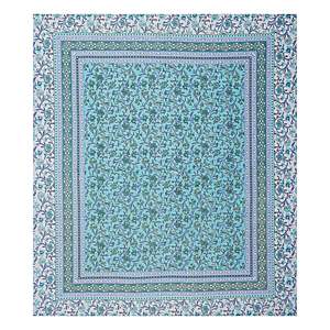 Turquoise Blue Floral Printed <b>King</b>-<b>Size</b> Double Bedsheet 2 Pillow Covers 3-Piece Comforter Set Home Stitched Technique Massaging - Product Image 4