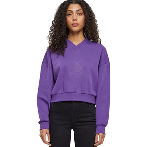 Sudadera Corta con Cuello Redondo, Ropa Urbana, Logotipo Personalizado al por Mayor, Impresión Puff en la Parte Delantera, 100% Algodón, Sudaderas con Capucha para Mujer, Invierno - Product Image 1