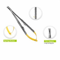 Portaagujas Castroviejo TC, Tijeras Noyes Rectas y Curvas, Pinzas Quirúrgicas de Grado Industrial OEM para Microcirugía Dental