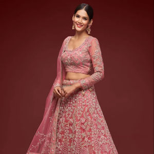 Estilo tradicional moderno 7904 Net Zeel Designs para ropa india y pakistaní Lehenga Choli - Product Image 4