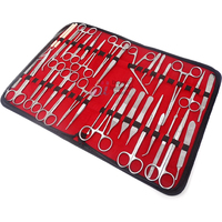 Kit d'instruments vétérinaires de 157 pièces en acier inoxydable argenté, ciseaux, pinces, porte-aiguilles, manche de scalpel, dissection chirurgicale
