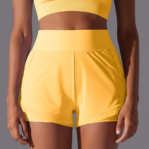 Taille haute sans couture Yoga Shorts Hip Hop moulant Gym Fitness course entraînement suspendu colorant dégradé conception été toile - Product Image 3