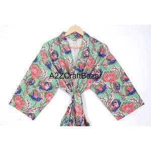 Chaqueta Reversible Acolchada con Estampado Floral, Transpirable, con Cuello en V, para Mujer, Talla Grande, Abrigo de Algodón, Tela con Estampado de Flores, Kimono Regular - Product Image 2