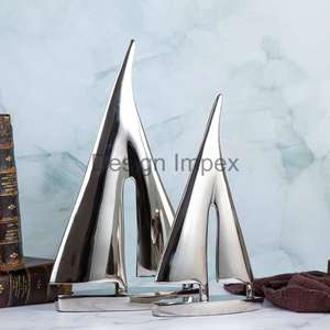 Shinny pulido plata yate barco Interior decorativo Metal artesanía recuerdo regalo promocional artículos plata yate Mesa decoración artículo - Product Image 2