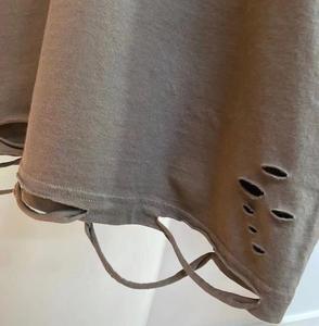 เสื้อยืดวินเทจแขนสั้นสำหรับผู้ชายเสื้อยืดมีรูขาดเสื้อยืดเปล่า - Product Image 3