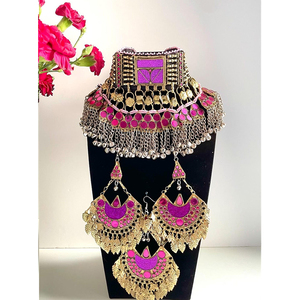 Vente en gros Nouveau design Afghan Kuchi fait à la main Collier Boucles d'oreille Ensembles de bijoux Dernière mode Afghan Kuchi Vintage Ensembles de bijoux - Product Image 5