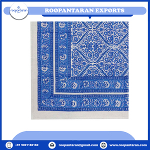 Lo último en mantel estilizado, manteles blancos de algodón puro con estampado de bloques a mano, artesanía atemporal a precio mayorista - Product Image 4