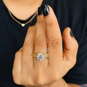 Bague de fiançailles en or massif 14K 2 Ct CVD IGI certifié diamant solitaire, bague en diamant solitaire de 2 Ct taille ronde cultivée en laboratoire - Product Image 3