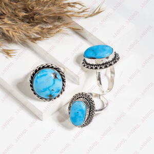 Adjustable Women's <b>Rings</b> Popular Fashion Open Thread Inlaid Blue Colour <b>Turquoise</b> Howlite Snake <b>Rings</b> - Product Image 3