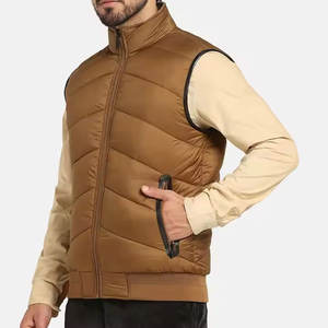 2025 nouveau Design Logo personnalisé mode hiver chaud fermeture éclair hiver sans manches veste bleu bouffant hommes gilets - Product Image 2