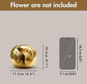 Bola de Metal de cobre hecha a mano, florero redondo, mesa, artículo decorativo para dormitorio, sala de estar, oficina, boda, decoración del hogar - Product Image 2