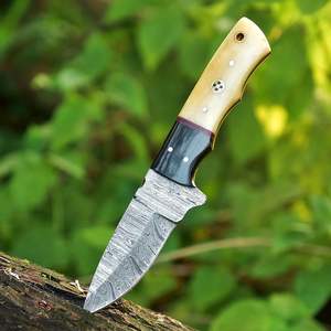 Couteau à lame fixe Damas Full Tang fait à la main Fourreau en cuir supporté OEM Style Cowboy pour la chasse et le camping Utilisation en extérieur - Product Image 4