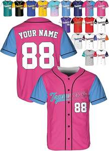 Maillot de baseball personnalisé pour homme, imprimé par sublimation numérique, 100 % polyester, col rond, vêtements de softball, service OEM, respirant, séchage rapide - Product Image 3