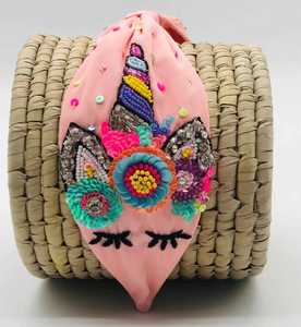 Diadema de unicornio para niños con cuentas a mano a la moda, suave, acolchada, fácil de usar, accesorio para el cabello - Product Image 1