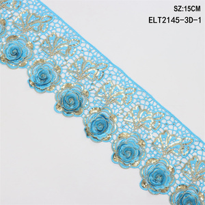 Customize <strong>Sequin</strong> Colorful <strong>Lace</strong> <strong>Trim</strong> Machine Accessories 3d Big Embroidery Flower <strong>Sequin</strong> Color Edge Trimming - Product Image 4