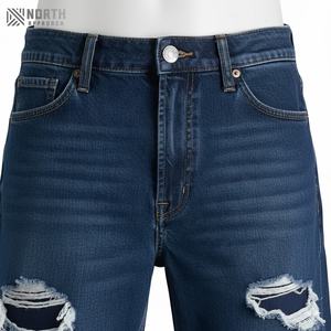 กางเกงยีนส์ขาสั้นผู้ชายแฟชั่นคุณภาพดี ขายดี ระบายอากาศได้ดี ผ้าแคนวาส สไตล์ลำลอง สีน้ำเงิน แห้งเร็ว มีเชือกผูก ปรับแต่งได้ - Product Image 4