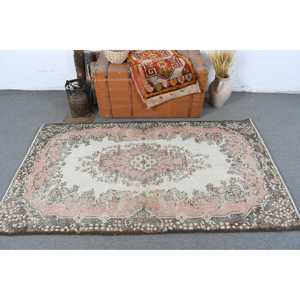 พรมตุรกีวินเทจ ขนาด 3.8x6.46 ฟุต พรมลายตารางสีน้ำตาล - Product Image 3