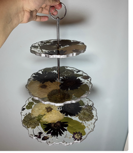 Celebración de fiesta de cumpleaños Soporte de plato de pastel de resina de madera clásico Diseñador moderno Soporte de pastel de 3 niveles de madera - Product Image 2