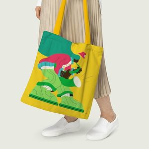 Durable 12oz Music-Themed Canvas Tote <b>Bag</b> <b>Long</b> Medium Heat Transfer Letter Cartoon Personalized Beach <b>Bag</b> for Daily Advertising - Product Image 4