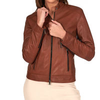 Chaqueta de cuero de motorista para mujer, chaqueta de cualquier color con cremalleras personalizadas, chaqueta de cuero de moda de bombardero de lujo para mujer