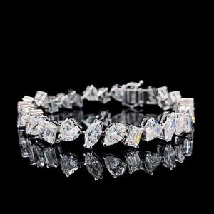 K Samyak Diamond 925 Pulsera de plata esterlina para mujer Gota de agua de alta calidad Forma geométrica Cadena fina y pulsera de eslabones - Product Image 5