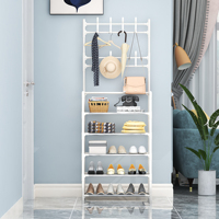 Meilleures ventes en gros 2026 : Étagère de rangement sur pied pliable pour manteaux, vêtements et sacs, et porte-chaussures pour chambre et dortoir, avec cintres et crochets