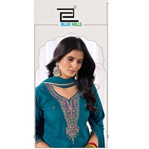 Nuevo pantalón Rayon Kurti de diseñador de aspecto pesado con bordado Nazmine Dupatta Dori y trabajo de secuencia en varios colores - Product Image 1