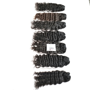 Extensions de cheveux humains vierges indiens non traités de qualité naturelle, ondulés, cuticules alignées, noirs, en vrac pour tissage - Product Image 1