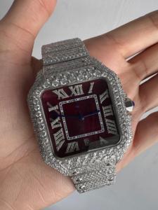 Nouveauté Montres entièrement serties de diamants pour hommes Chronographe Luxe Hip Hop Plaqué or Montre carrée sertie de diamants en provenance d'Inde - Product Image 2
