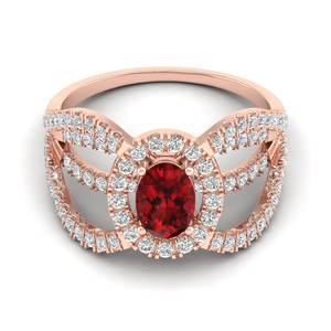 REYES Luxury 14K Solid <b>Gold</b> IGI Certified Diamond Engagement <b>Ring</b> For Women Oval Cut 0.75 <b>Carat</b> Garnet Gemstone Jewelry - Product Image 6