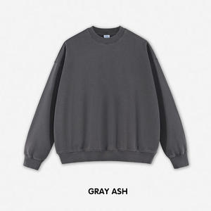 เสื้อฮู้ดเทอร์รี่สำหรับผู้ชาย, เสื้อกันหนาวคอกลมสวมหัวสีพื้น420กรัมซักได้ - Product Image 3