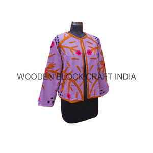 Handmade Beautiful Floral Knitted Free Size Winter Short Jacket Women New Trending Duck Suzani Tie-Dye Embroidery <b>Button</b> Cotton - Product Image 5