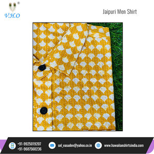Chemise décontractée pour homme en coton 100% fait main, imprimée au bloc, style Jaipuri, respirante, à manches courtes, pour l'été, en stock - Product Image 3