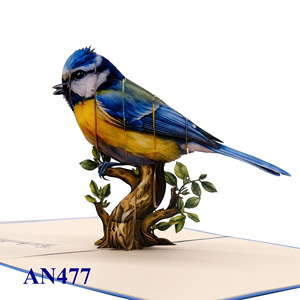 Meilleures ventes Carte pop-up 3D Oiseau bleu Design personnalisé Artisanat animal Décoration de la maison Mariages Fête des mères Artisanat en papier fait main - Product Image 2