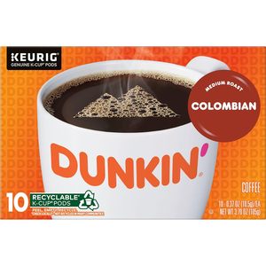 Café torréfié moyen 100% colombien Dunkin', 10 dosettes K-Cup Keurig - Product Image 3