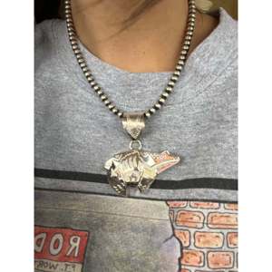 Collier pendentif animal en argent sterling Alonzo Mariano, ethnique, tendance, classique, religieux, avec accent de diamant et de perle, cadeau d'anniversaire - Product Image 2