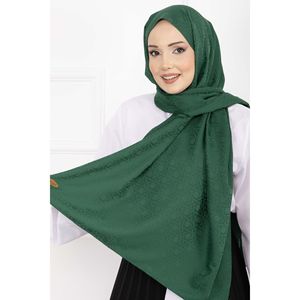 Ensemble Écharpe, Gants et Chapeau Élégants en Jacquard à Motif Icônique Émeraude - Product Image 1