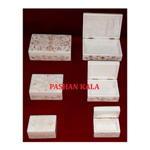 Handmade Floral Design Natural <b>White</b> Marble Mother Of Pearl Inlay Jewellery <b>Box</b> rectangular Shape Use For Home Decor And <b>Gifting</b> - Product Image 1