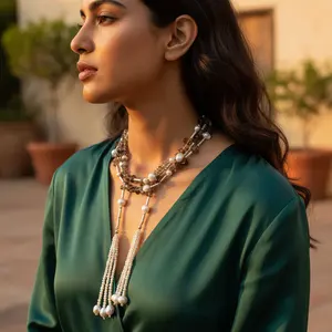 "ผู้หญิงมุกพู่สร้อยคออัญมณีเครื่องประดับของขวัญสำหรับเธอ" - Product Image 1