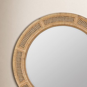 Miroir mural décoratif en rotin, cadre en osier fait à la main, miroir suspendu bohème naturel pour salon, chambre à coucher, salle de bain, décoration intérieure - Product Image 3