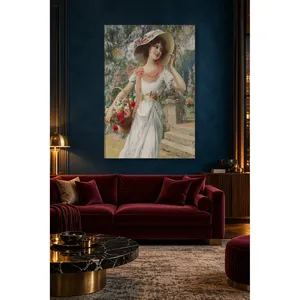 Fida Emile Vernon Fille avec panier de fleurs et chapeau de paille, impression sur toile - Product Image 2