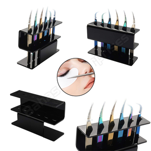 Support de rangement en acrylique noir pour pinces à extensions de cils, vente en gros, présentoir pour 8 pinces, accessoires et outils pour cils - Product Image 5