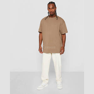 T-shirt surdimensionné pour hommes 100% coton personnalisé en gros 300 Gsm haute qualité tricoté motif solide conception vierge poids lourd - Product Image 3