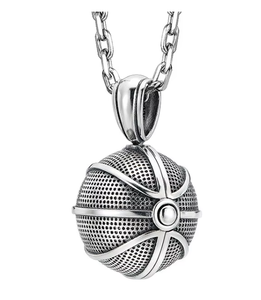 Collar con Colgante de Baloncesto de Acero Inoxidable, Grabado con la Frase 'Never Give Up', Joyería Deportiva para Hombre, Regalo - Product Image 3