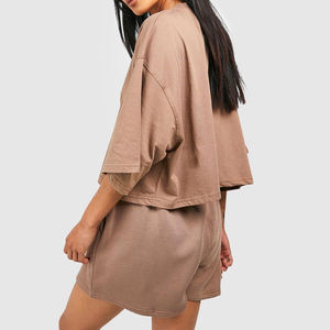 Ensembles T-shirt et short à logo personnalisé pour femmes-100% coton coupe régulière de haute qualité - Product Image 2