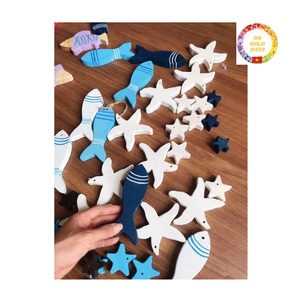 Large Handmade Painted Wooden Fish Ornament for Coastal Home Decor Patio Wall Hanging and Beach Resort Design - Product Image 4