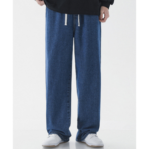 กางเกงยีนส์เอวยางยืดมีเชือกผูกสำหรับผู้ชายกางเกงลำลองผ้าเดนิมมาใหม่ - Product Image 5
