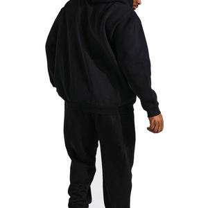 OEM Pull à capuche noir pour hommes, manches longues, tissu polaire oversize, col à capuche, imprimé bouffant, teint uni, échantillon gratuit pour l'hiver - Product Image 3